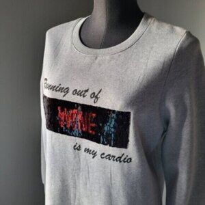 Alison Sheri - Organic Cotton Reversible Sequins Sweatshirt Small